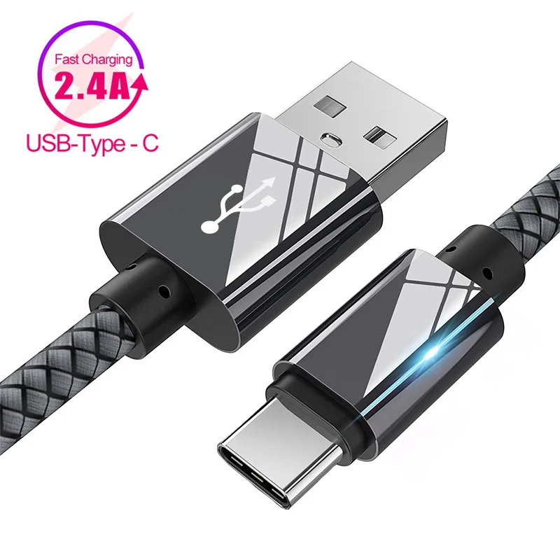 

2.4A Fast Charging USB C Type-C Cable For Samsung A22 A32 A42 A52 A72 A12 A82 5G Note 10 9 8 Pro Xiaomi Huawei Mobile Phones