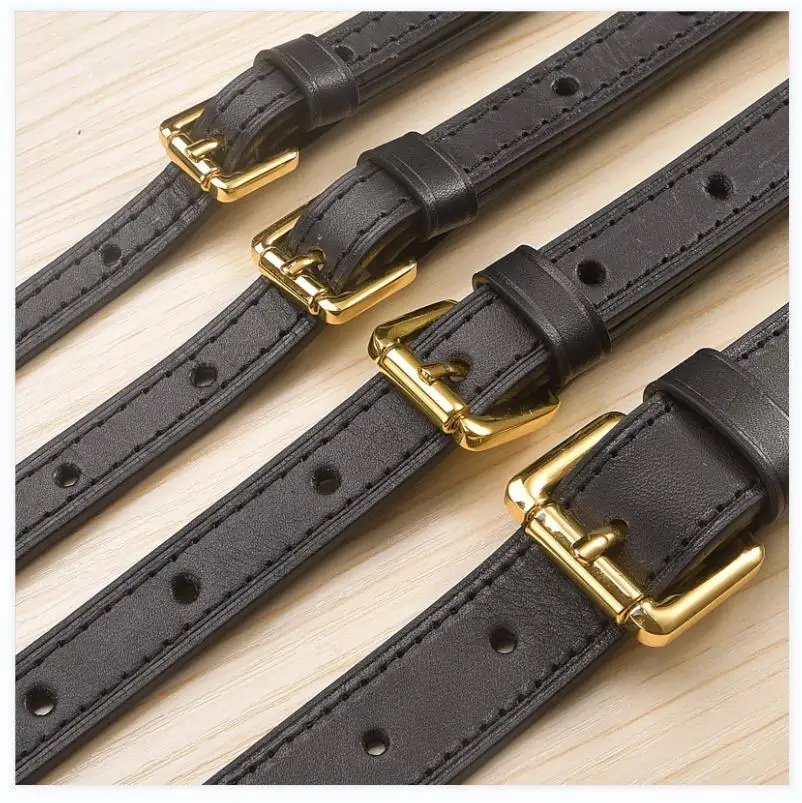 Top Grade Genuine Black Vegetable Tanned Calf Leather Shoulder Strap For Designer Women Handbag Bag Parts Replacement Substitute