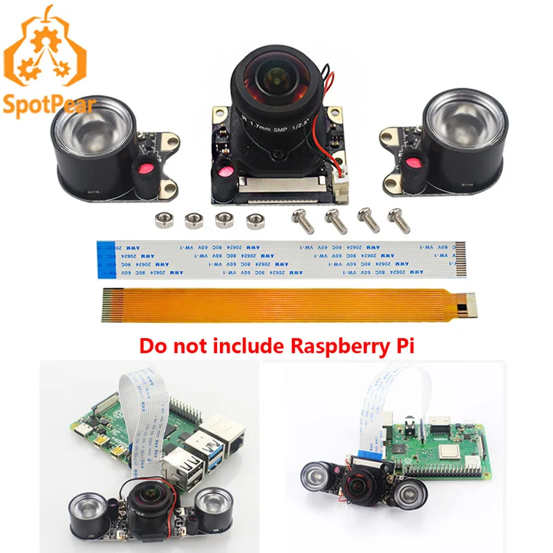 

Инфракрасная камера Raspberry Pi 5 Мп объектив рыбий глаз 175 градусов для Raspberry Pi 5/4B/3B +/Zero W
