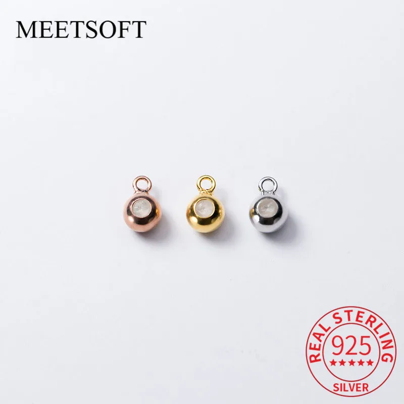 MEETSOFT 2pcs/lot 925 Sterling Silver 3mm 4mm 5mm Silica Gel Location Spacer Beads DIY Necklace Handmade  Jewelry Accessories