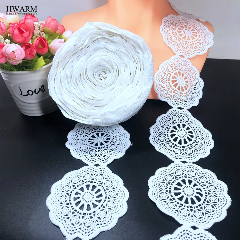 5yard 8cm High Quality white circular lace fabric ribbon DIY cup wad Coasters Cup mat LACE wedding christmas decoration for home