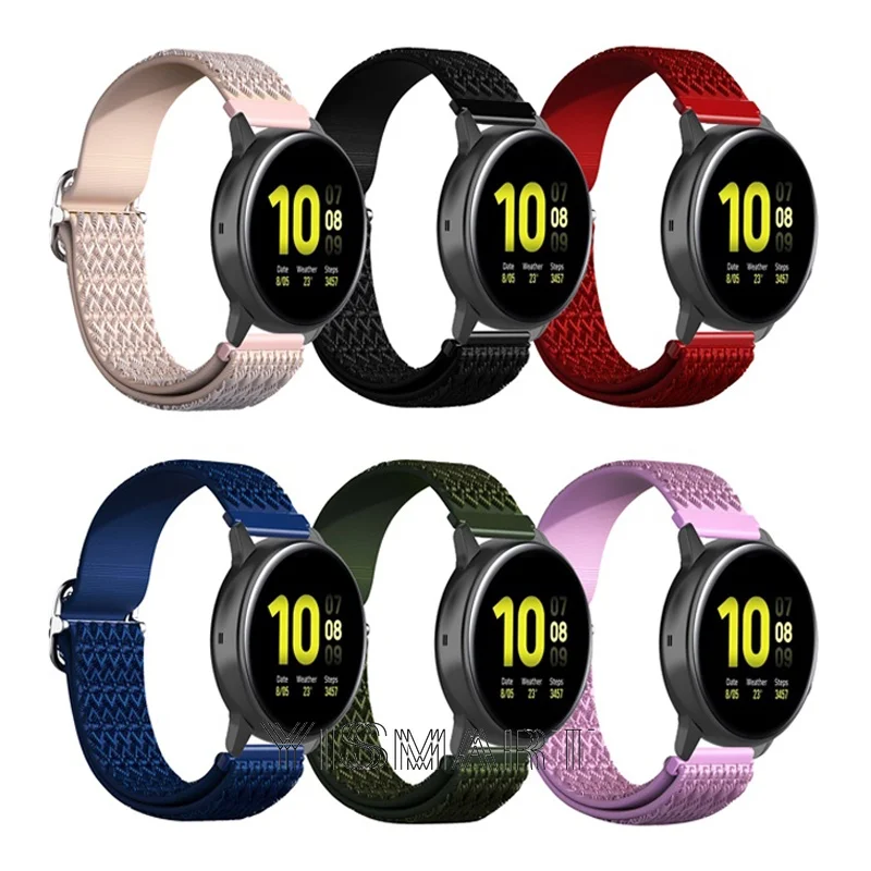 Tali Loop Nilon 20Mm untuk Jam Tangan Samsung Galaxy 4 Gelang Klasik Jam Tangan Pengganti Olahraga untuk Olahraga 2 Gigi Aktif