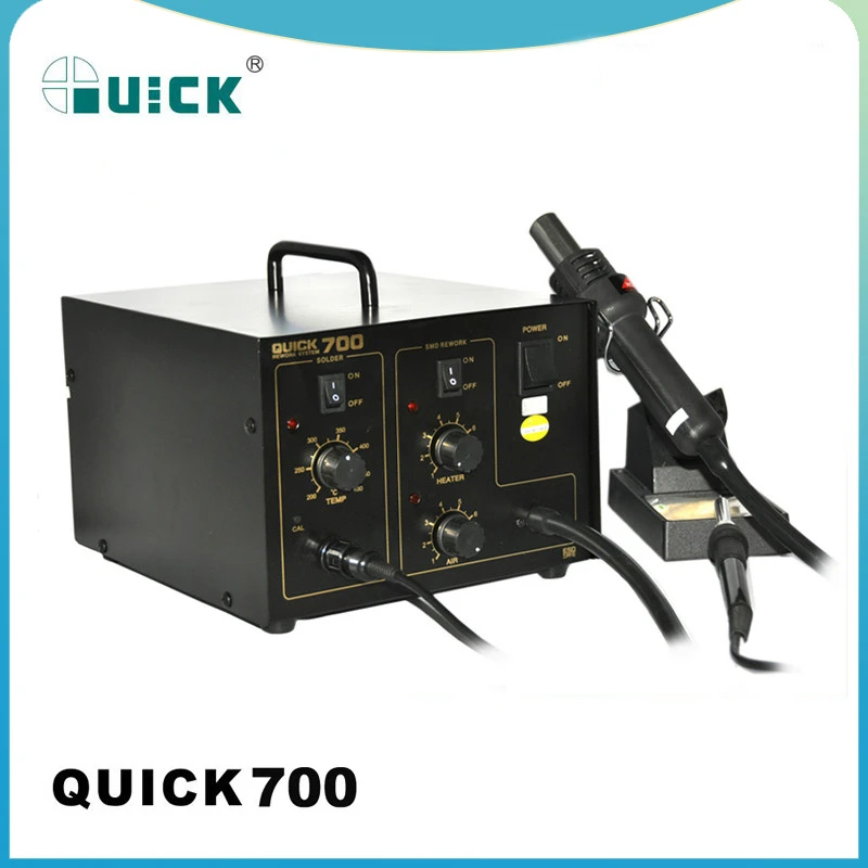 Original Quick 700 2in 1 Diaphragm Pump Hot Air Soldering BGA Rework Station for PCB constant temperature solder station