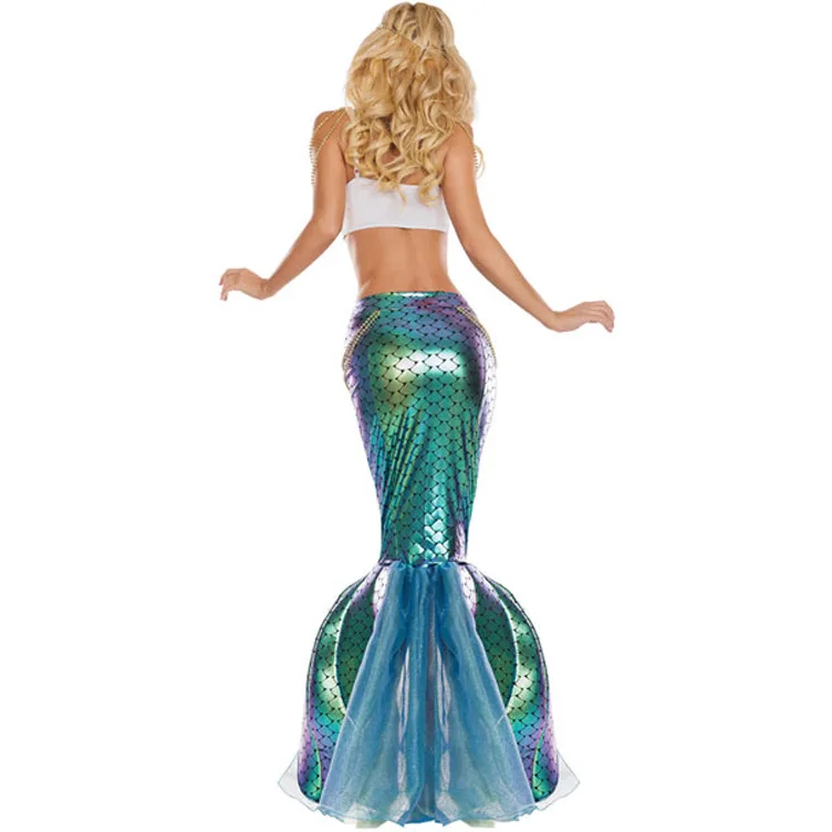 Halloween Mermaid Costume Adults Women Sexy Party Masquerade Mermaid Skirt + Bra Sets Performance Clothes C68837AD C68837AD