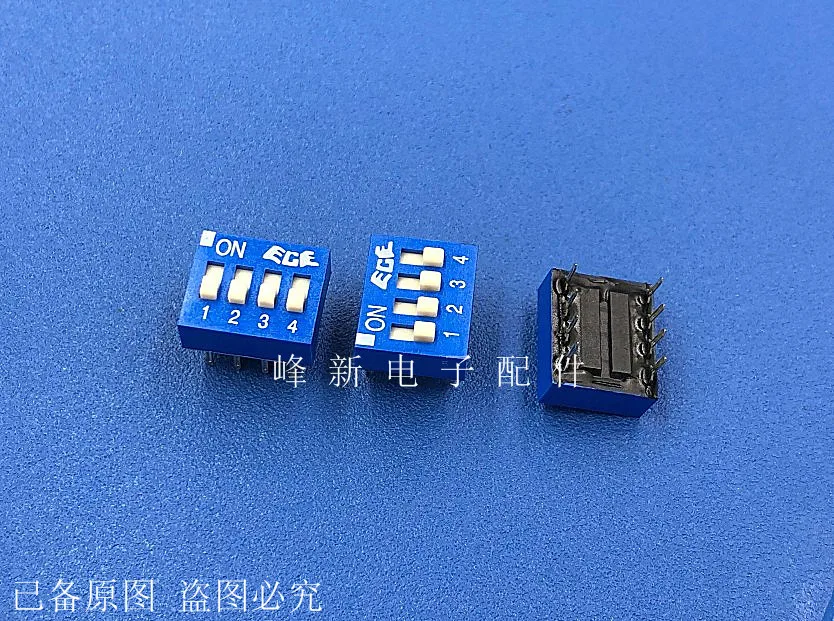 2Pcs Taiwan EDS104 4P blue dial code switch flat dial key coding switch straight plug 4-bit foot pitch 2.54MM