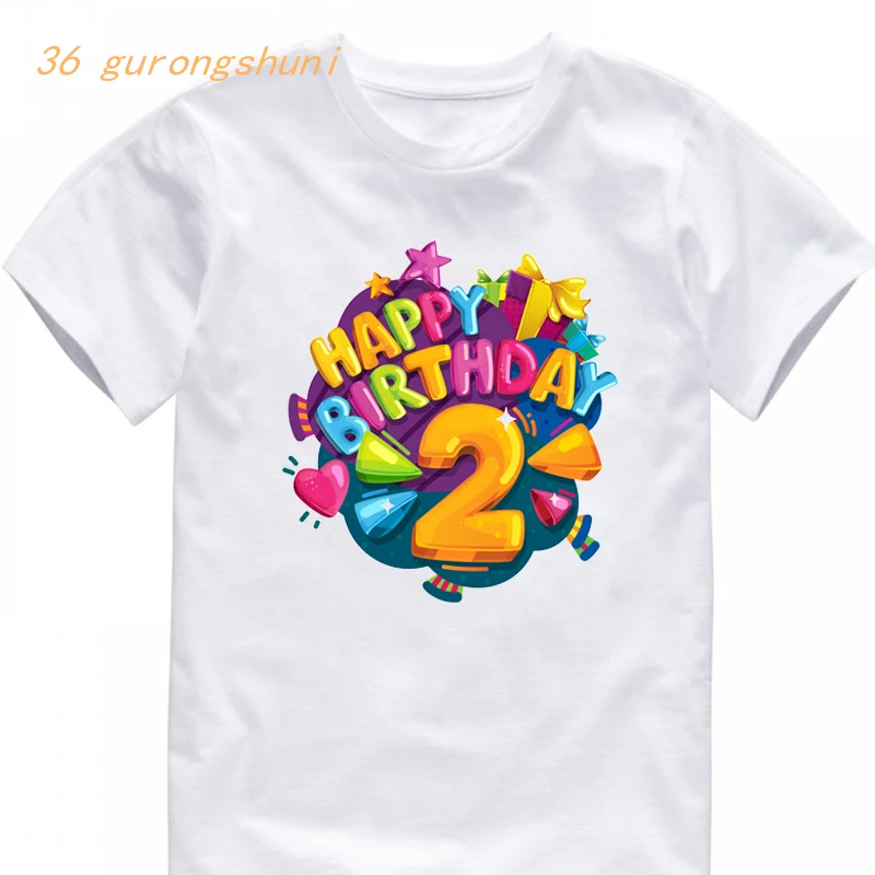 

Boy T Shirt for Girls Tops Number 1 Cute Children Clothing 2th Birthday Graphic Tee Kids Clothes Girls 8 To 12 Kid Boys T Shirts