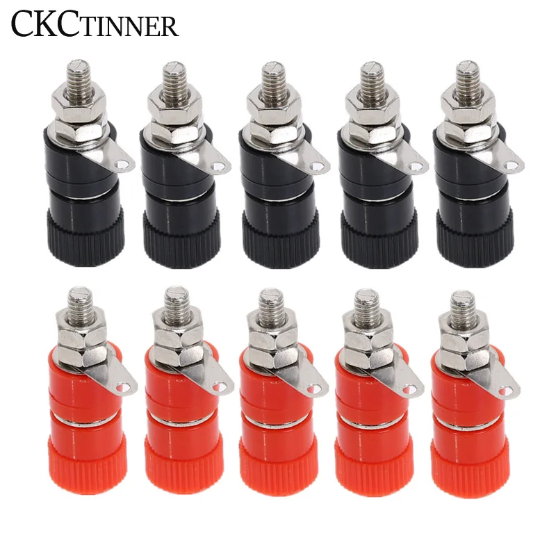 5/10pcs Terminal Blocks JS-910B 4mm Amplifier Terminal Connector Binding Post Banana Plug Jack Mount Red Black