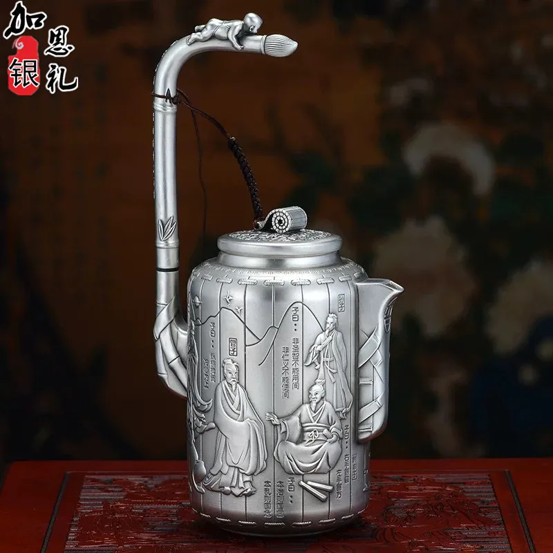 Teapot, kettle, hot water teapot, stainless steel kettle, handmade silver teapot, office gift collection, kung fu tea props.