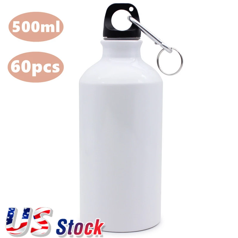 

60pcs 500ml Sublimation Blank Aluminum Sport Bottles Hiking Tour Climbing Metal Water Bottle for Customize DIY Gift