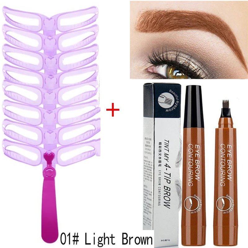 8-Piece Eyebrow Styler, Eyebrow Makeup Model, DIY Template Kit, Reusable, Free Waterproof Long-Lasting Eyebrow Pencil, 8-in-1