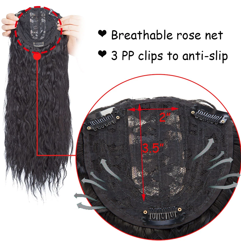 S-noilite Synthetic 20inch Water Wave Clip In Hair Piece Clip In One Piece Hair Black Brown Hairpiece For Women