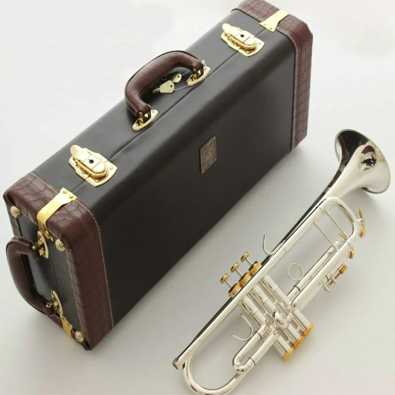 

Music Fancier Club Bb Trumpet LT197S-99 Silver Plated Gold Keys Music Instruments Profesional Trumpets 197S99 Case Mouthpiece