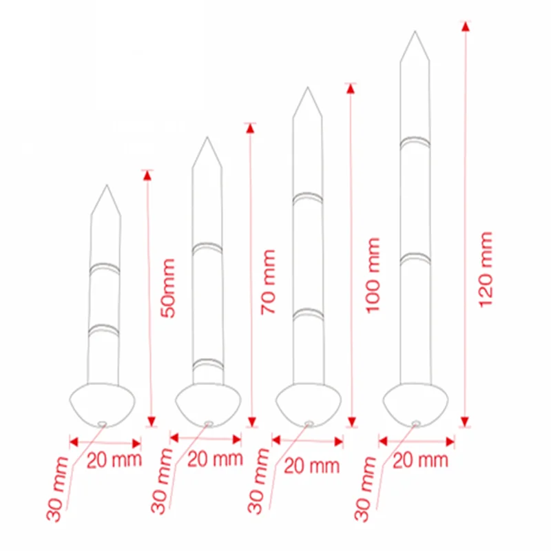 5pcs/Set 5/7/8/10/12cm Dot Surveying Steel Nails Survey Marker Measuring Nails Boundary Mark Survey Stakes stainless steel