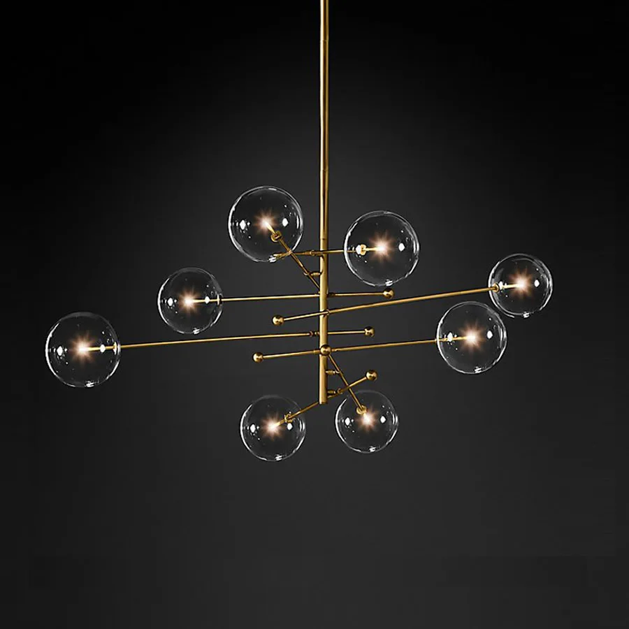 Imagem -02 - Arte Deco Bola de Vidro Led Lustre Teto Droplight Sala Estar Quarto Luminárias Estilo Nórdico Lustres Cozinha