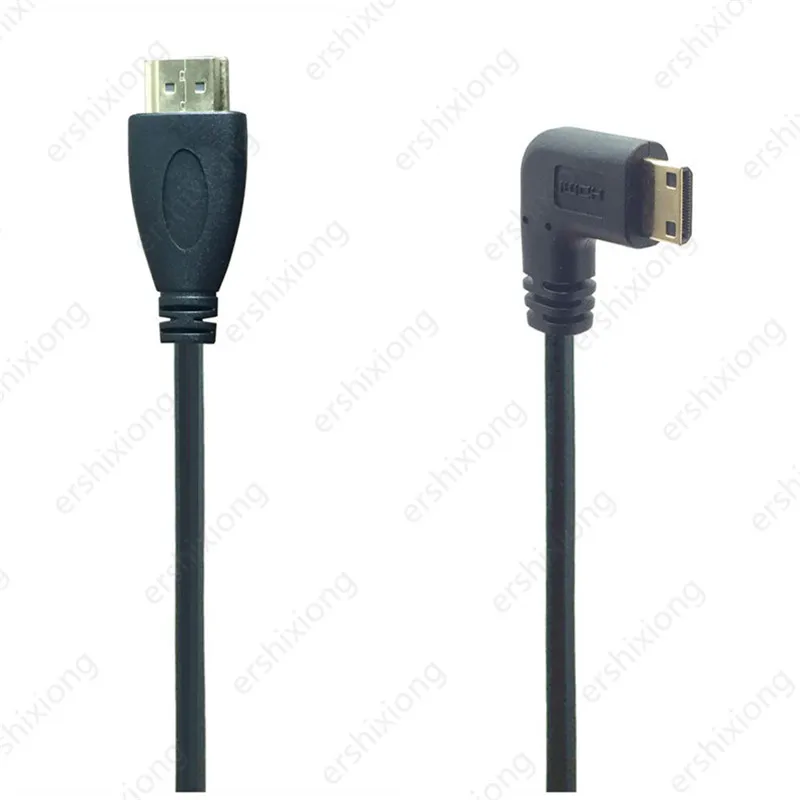 Mini-HDMI to HDMI-compatible cable 1080p 3D adapter gold-plated plug right angle for camera monitor projector notebook TV 0.5M