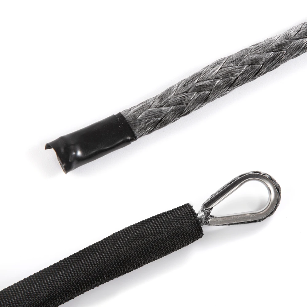 6mm x 15m 1/4’’ x 50ft 7700LBs Plasma Cable Synthetic Winch Line Uhmwpe Rope with Sheath Car Accessories for ATV UTV Off-Road