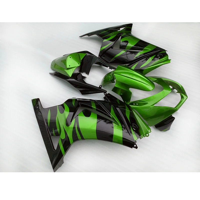 

Green Flames Black Injection Motorcycle parts for Kawasaki Ninja 250R fairing kit 2008-2014 set 250r 08 09 11 12-14 GJ11