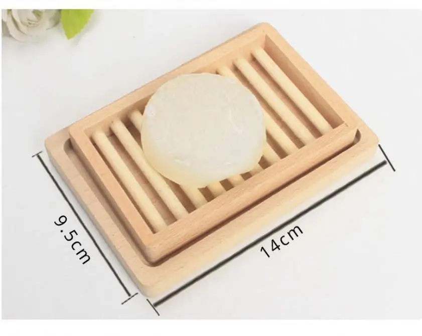 Soap Rack Plate Box Wooden Natural Bamboo Soap Dishes Tray Holder Storage Portable Bathroom Soap Storage Box SN3624