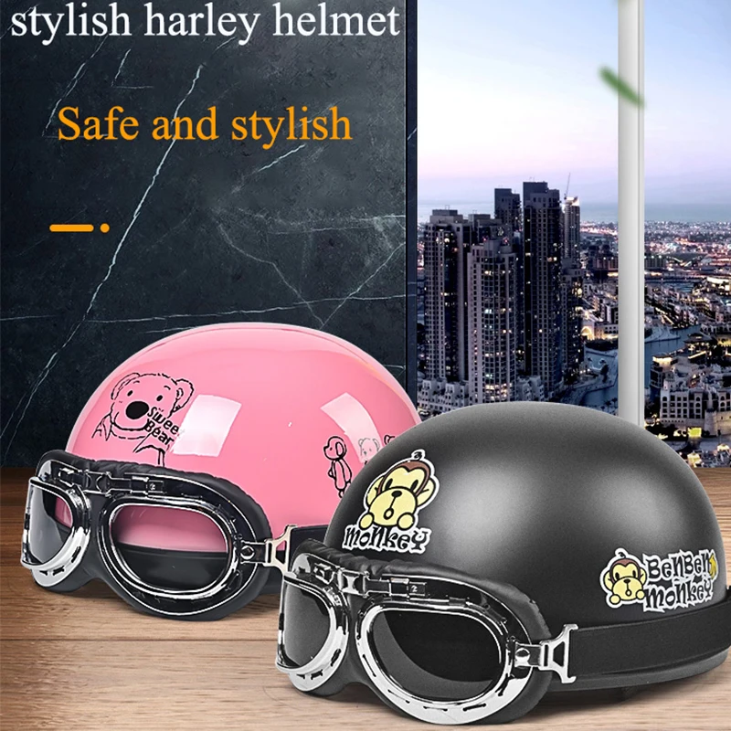 Motorcycle Helmet Casco Moto open face Retro Motorbike Riding Helmet Summer Electric Motocross Half Helmet googles