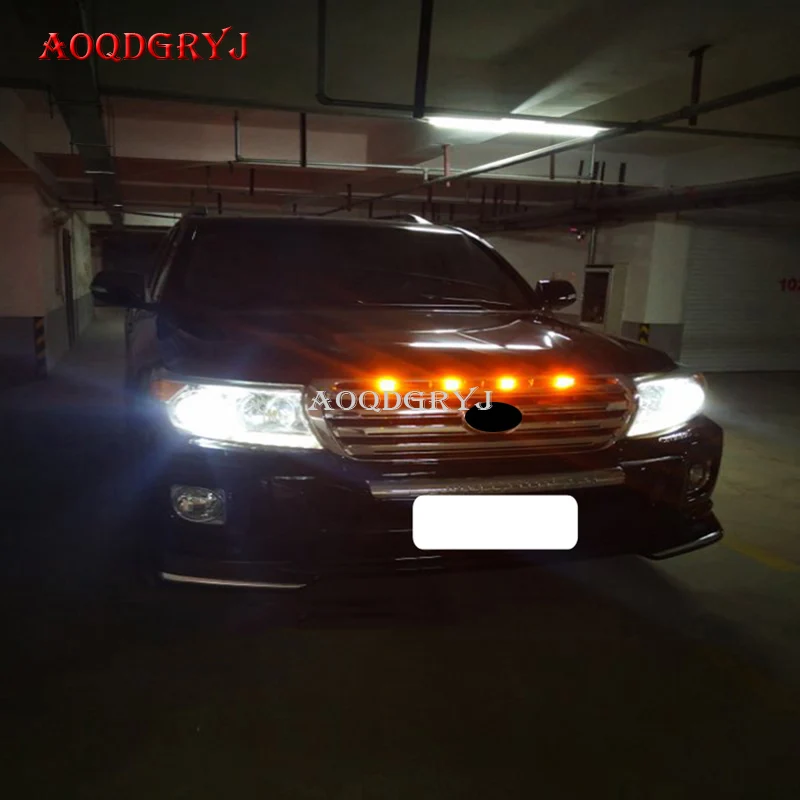 Car Styling Accessories 4 LED Front Bumper Grille Light Bars Decoration For Toyota Land Cruiser LC200 2012-2015