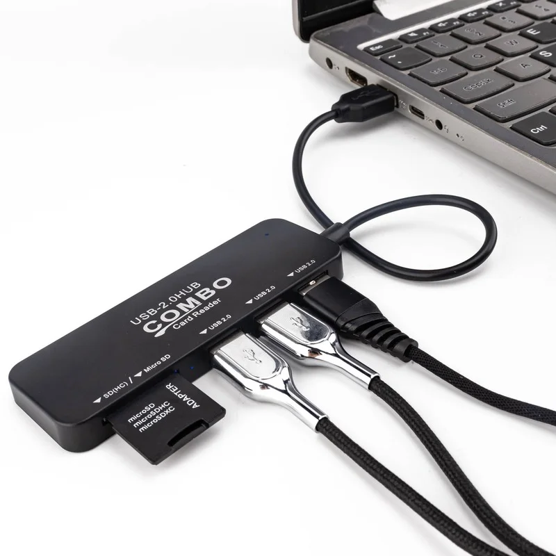 Adaptateur Hub 4 Ports pour PC portable, accessoires Multi USB 2.0, câble d'extension pour souris et clavier