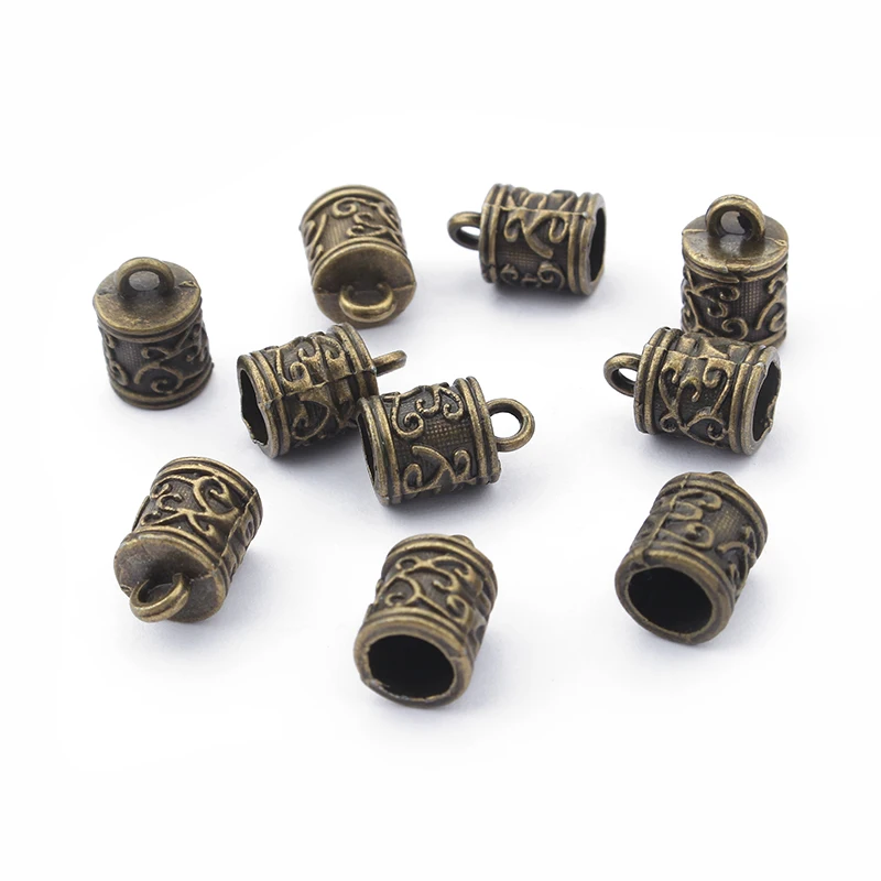 20Pcs Tibetan Silver/Bronze/Gold End Caps Beads Tassel Cap Charms For 5mm Round Leather Cord Bracelet Jewelry Accessories