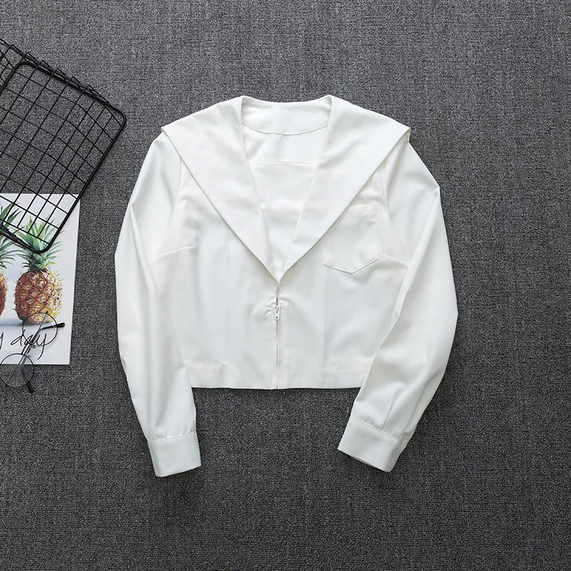 Japanese School long Sleeve White Black Sailor Suit T-shirt Sapporo Lapel Kanto Kansai Lapel Nagoya Lapel JK Uniforms Basic Tops