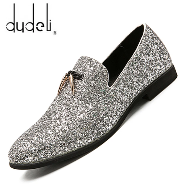 Wedding Dress Glitter Plus Size Men s Leather Moccasin Shoes 37 48 Plus Size Aliexpress