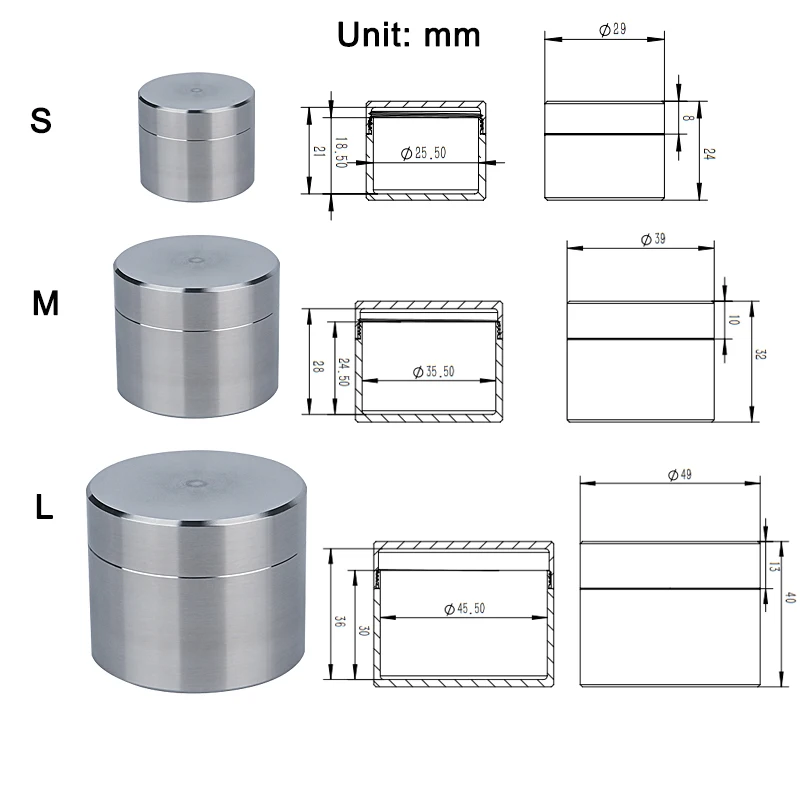 Stainless Steel Waterproof Seal Tank Portable EDC Survival Pill Box Outdoor Emergency Medicine Storage Bottles 10ml, 25ml, 50ml