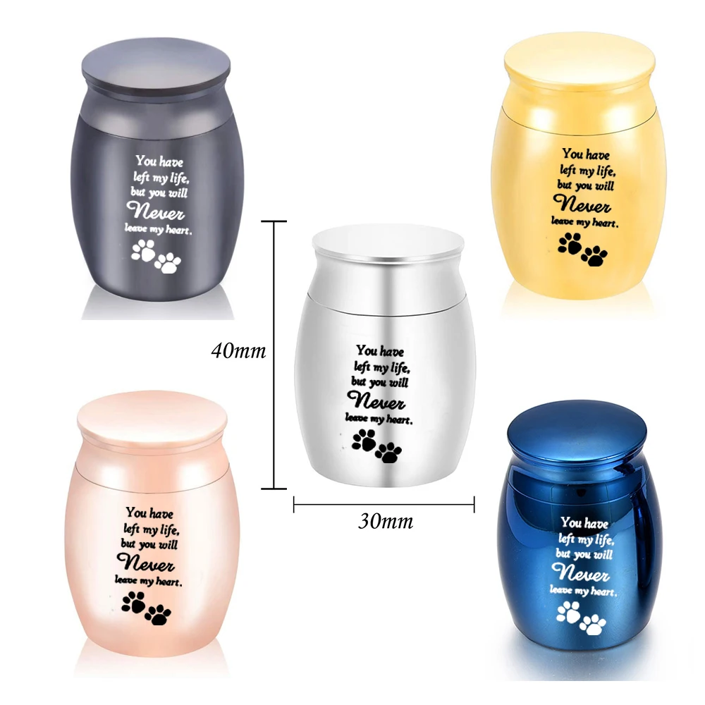 Mini cremation urns Pet Memorial Urn for Ashes keepsake aluminum alloy dog paw print ashes jar