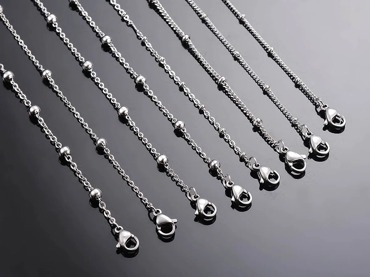 Wholesale 10pcs/lot Width 1.5mm 2mm Tiny beaded Chain Stainless Steel Link Chain for Necklaces Bracelets Foot Jewelry - view 2