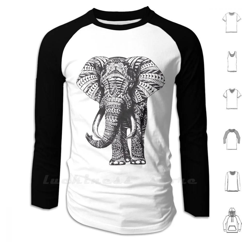 Ornate Elephant Hoodies Long Sleeve Elephant Ornate Pattern Ben Kwok Benkwok Bioworkz Bioworkz Com Animal