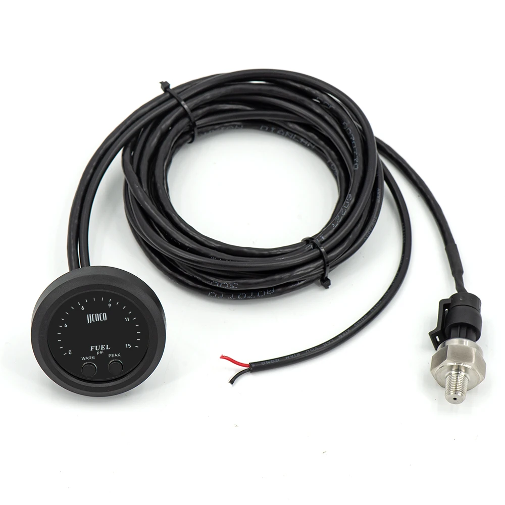 Universal 2inch / 52mm Electronic Fuel Pressure Gauge With 1/8 Npt Sensor Oil Pressure Digital 0-15psi Red Led Ultra-Thin