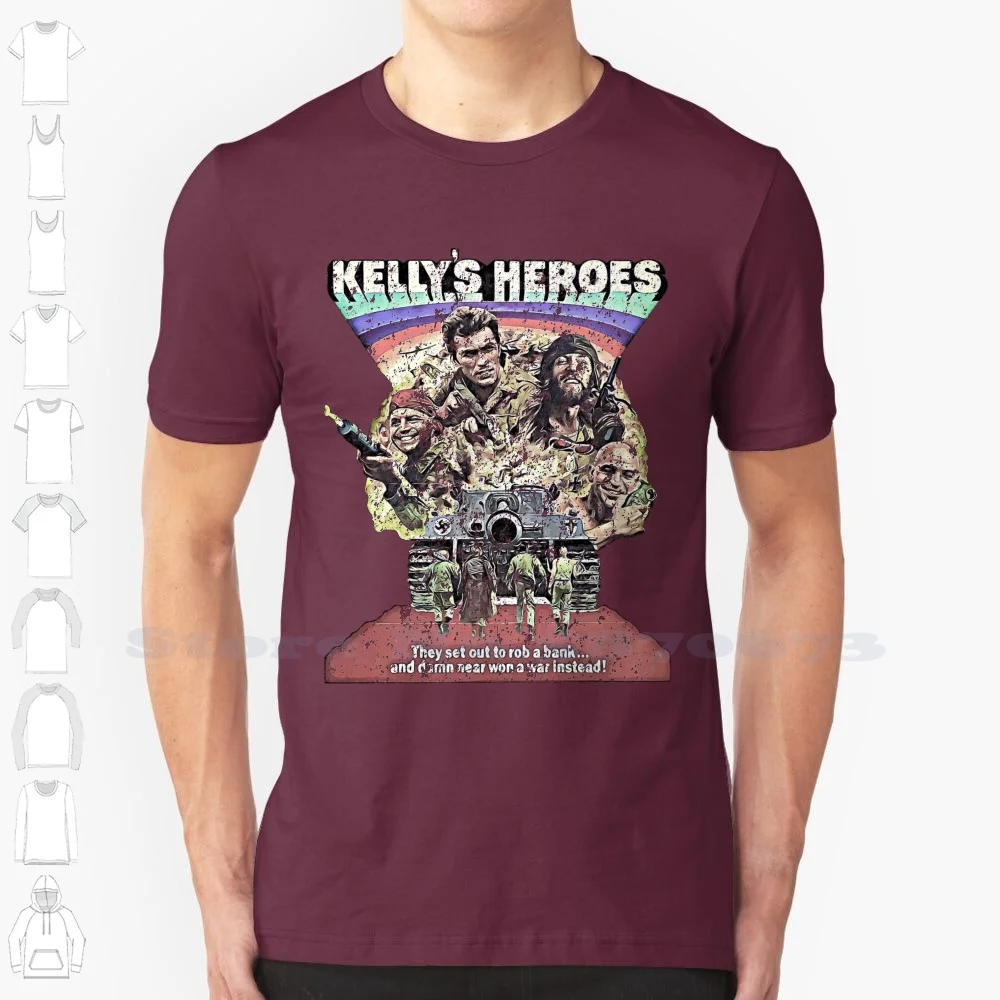 ; S Heroes 100% Cotton T-Shirt Heroes Telly Savalas War Movies Clint Eastwood Donald Sutherland Gold