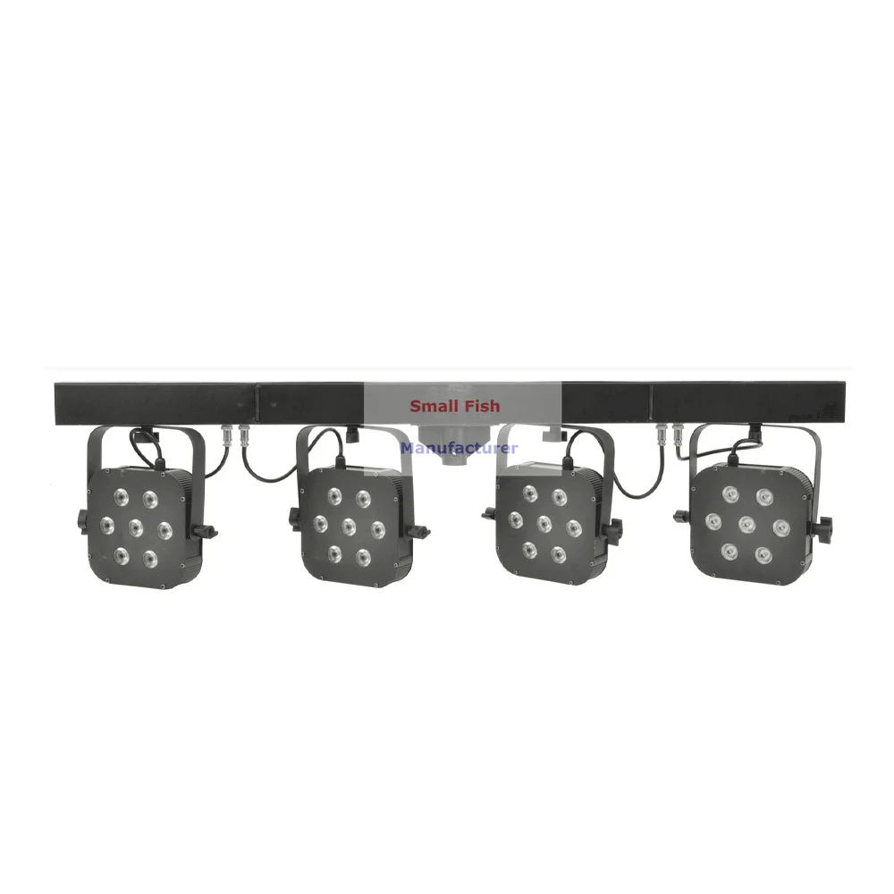 Conjunto do pacote do saco do controlador do pé da barra do suporte dmx para a mostra de dados o jogo da par do diodo emissor de luz 4 pces 7x10 w