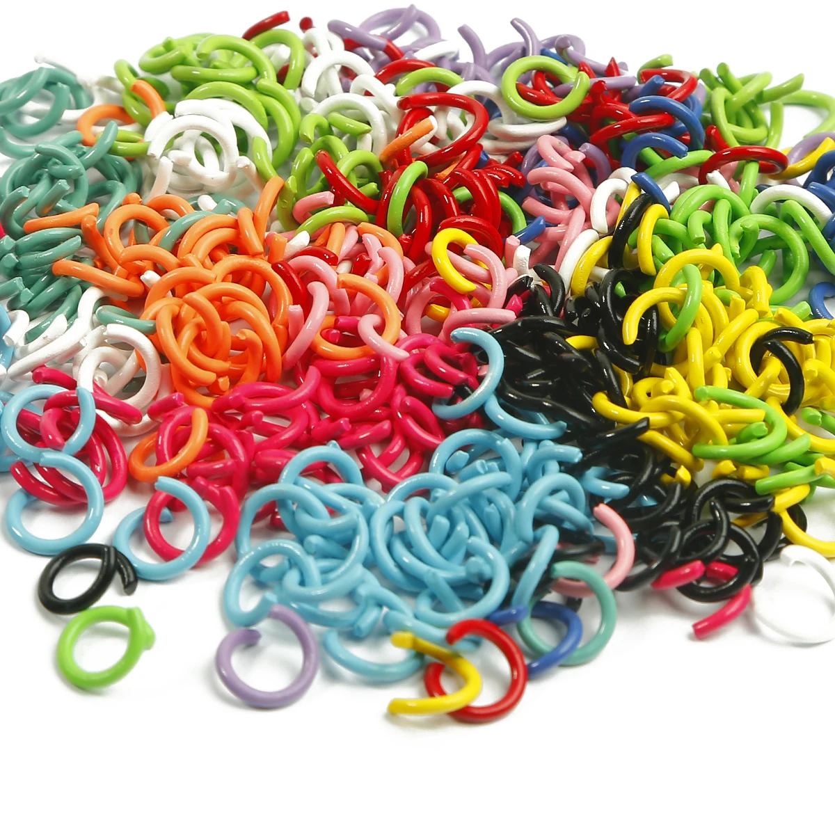 100Pcs Metal 8mm Mix Color 1.2mm Thickness Open Jump Split Ring Connector Single Loops Split Ring for jewelry making Findings