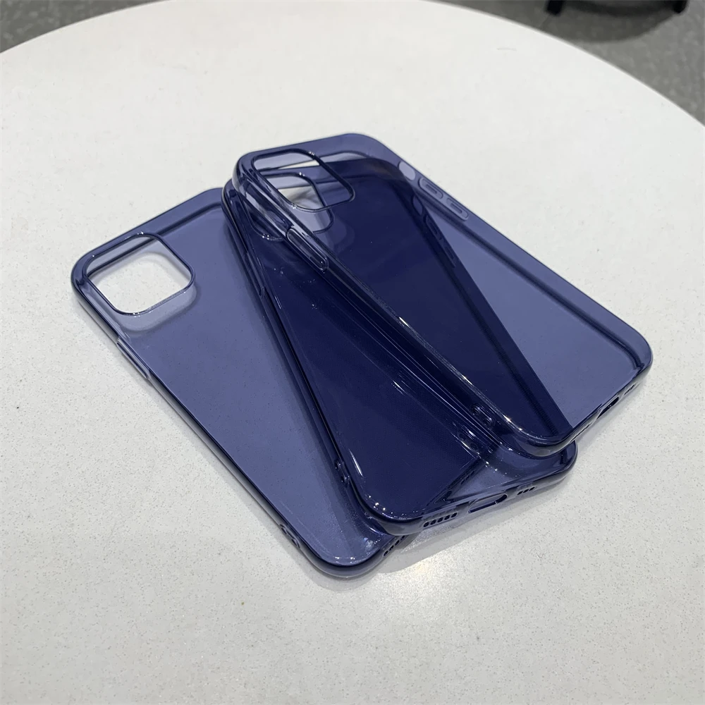 Ultra Thin Navy Blue Clear Phone Case For iPhone 13 12 11 Pro Max XS XR X Soft TPU Silicone For iPhone 6 6s 7 8 Plus Back Cover