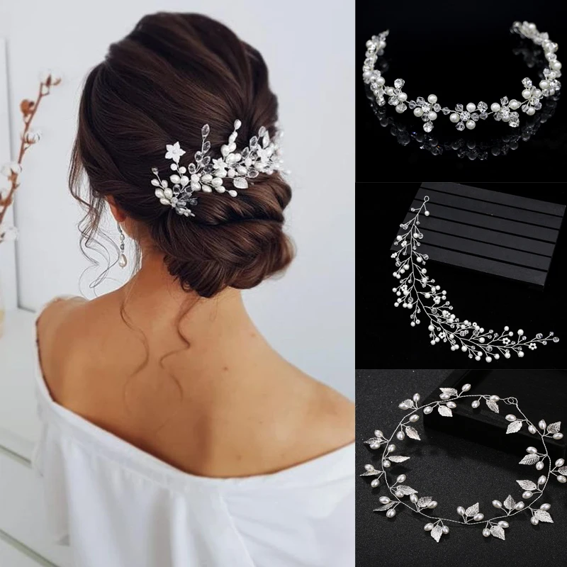 

Ruoshui Woman Pearl Rhinestone Headband Women Wedding Hair Accessories Updo Hairband Bride Tiara Ornaments Fashion Jewrly Tiara