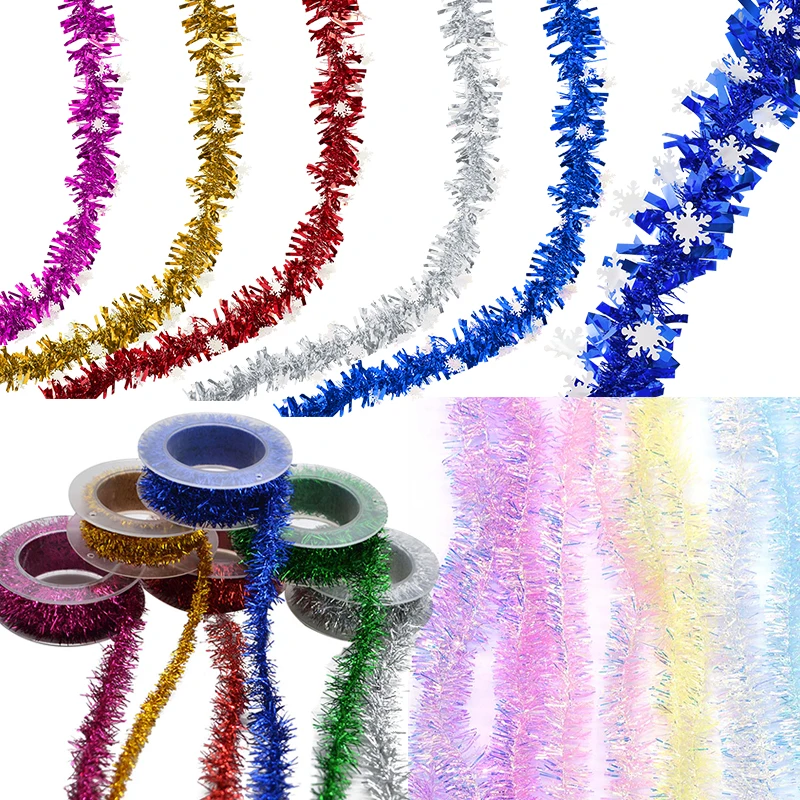 Multicolor Wire Garland Colorful Tinsel Hanging Rattan Christmas Tree Ornament Xmas Wedding Birthday Baby Shower Party Supplies