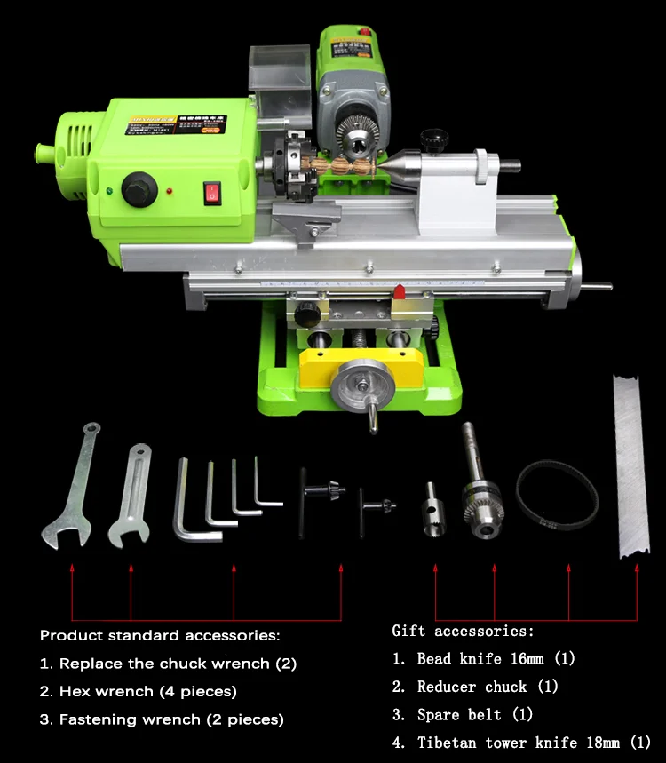 Mini Precision Lathe Grinding and Polishing Beads Beading Machine Mini DIY Woodworking Machinery (Adjustable Speed)