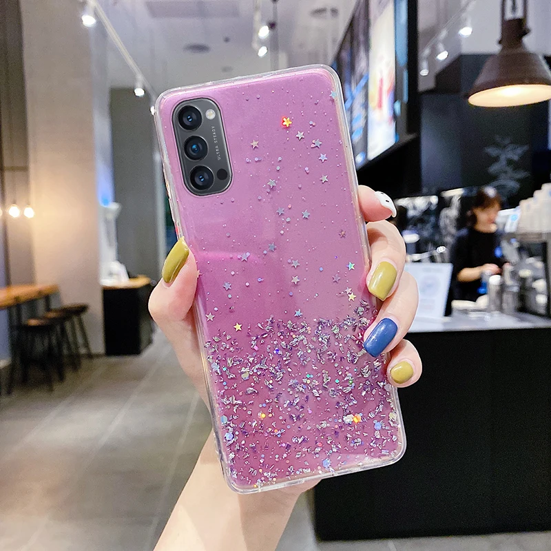 

Luxury Bling Glitter Silicone Phone Case For Oppo Reno A17 A57 A77 A54 A74 A96 A78 A72 A58 A98 A94 Ultra-thin Transpare Cover