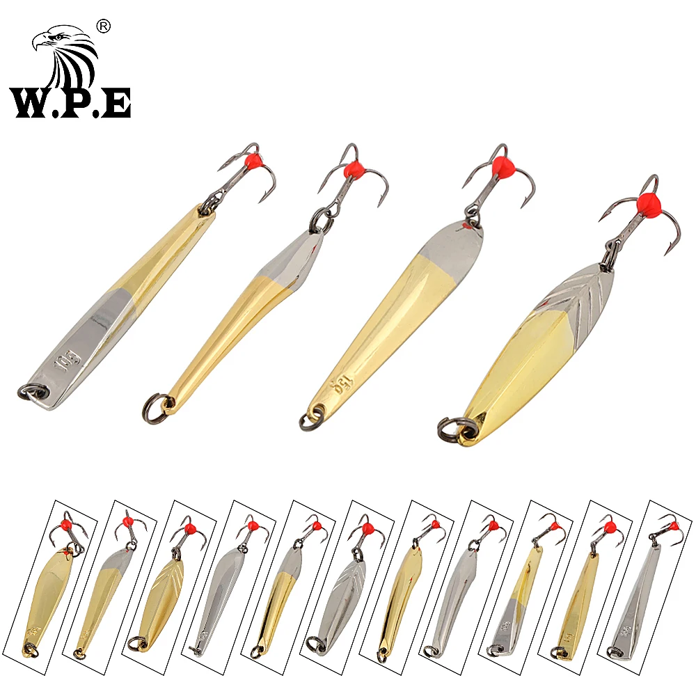 

W.P.E Winter Ice Fishing Lure 5g/10g/15g/20g/25g Balancers Hard Fishing Lure Spoon Metal Fishing Tackle Pesca Treble Hook 1pcs