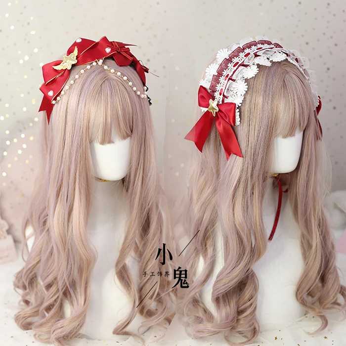 Origional Handmade Hair Accessories Dark RED Brooch Gothic Lolita Lolita Wind Headwear And Hairpin Necklace Hair Band