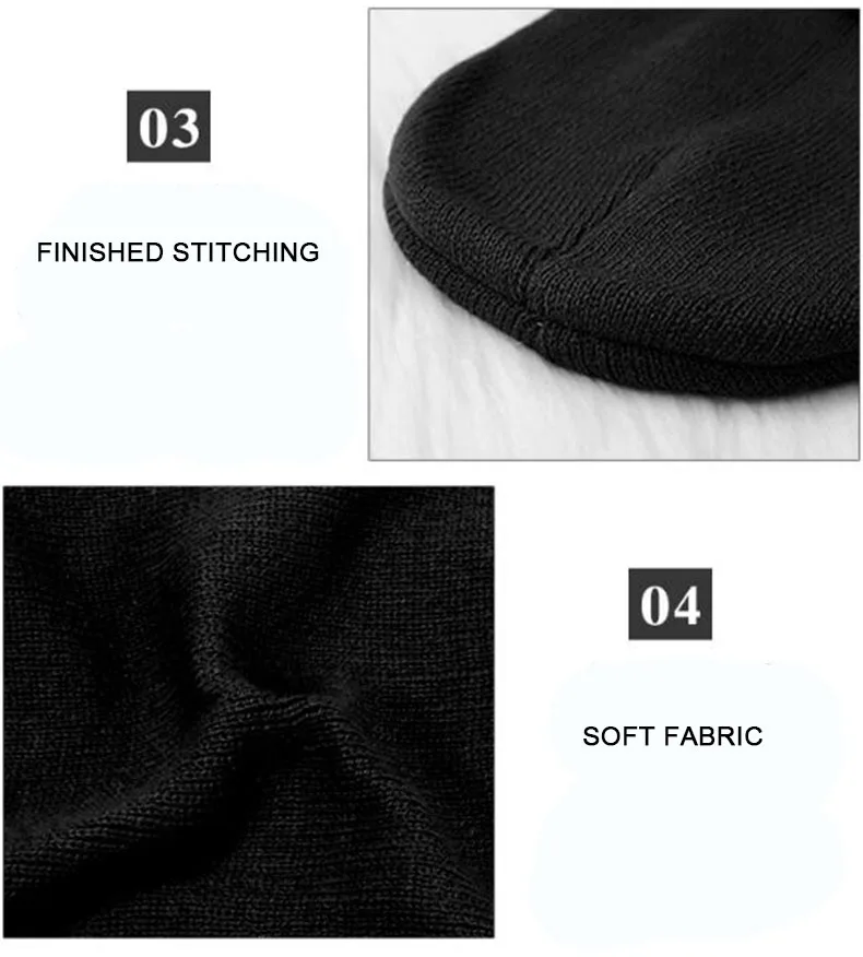 Benutzer definierte Logo Männer Winter mütze Stickerei Buchstaben gestrickt Damen Hüte Mützen Strumpf Schädel Motorhaube Kappe für Frauen – Detail 6