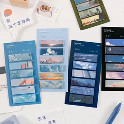 90sheets Ins Style Index Series Sticky Notes Landscape Series Small Fresh Guide Sticky Notes Sticky Notes  Kawaii Memo Pad