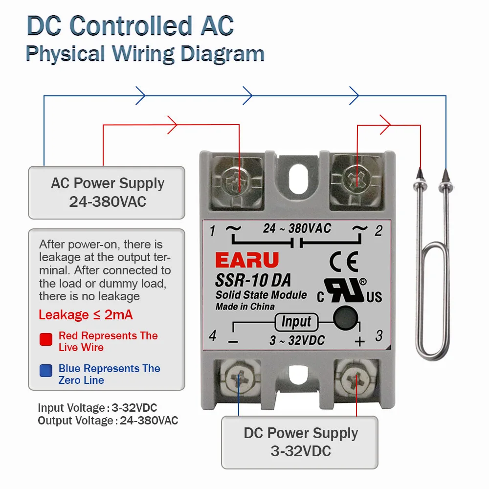 Module de relais à semi-conducteurs, pour contrôle de la température PID, SSR-25DA SSR-40DA SSR-40AA SSR-40DD SSR 10A 25A 40A 60A 80A 100A DD DA AA