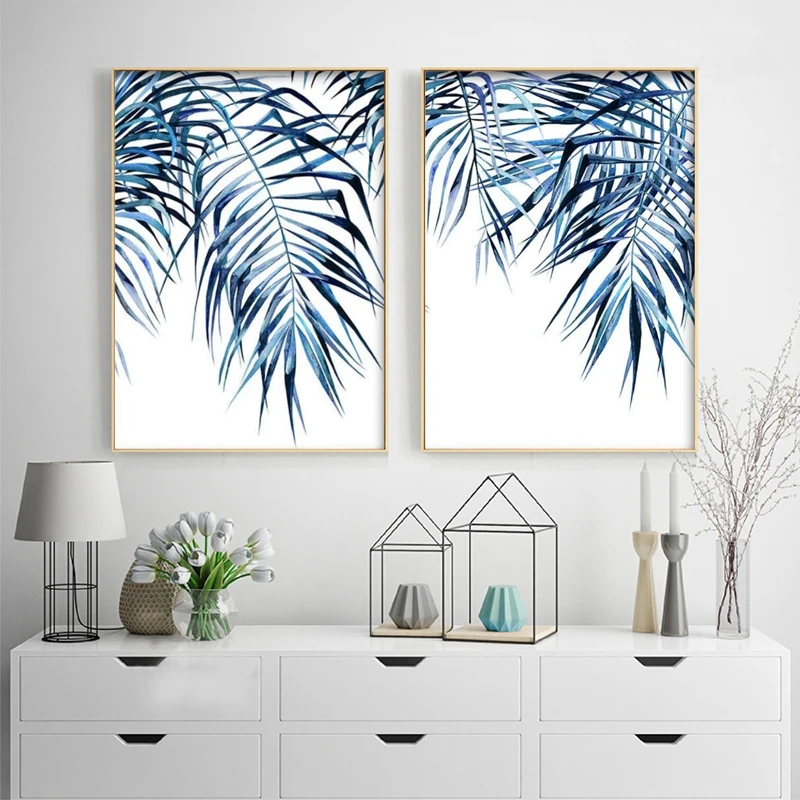 Tropical Modern Hamptons Wall Art Canvas Painting Pictures Palm Leaf Nordic Posters and Prints for Living Room Home Wall Decor