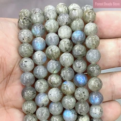 Gray Labradorite Beads Natural Stone Round Loose Beads For DIY Making Bracelet Necklace Jewelry Charm 15'' Inch 4/6/8/10/12mm