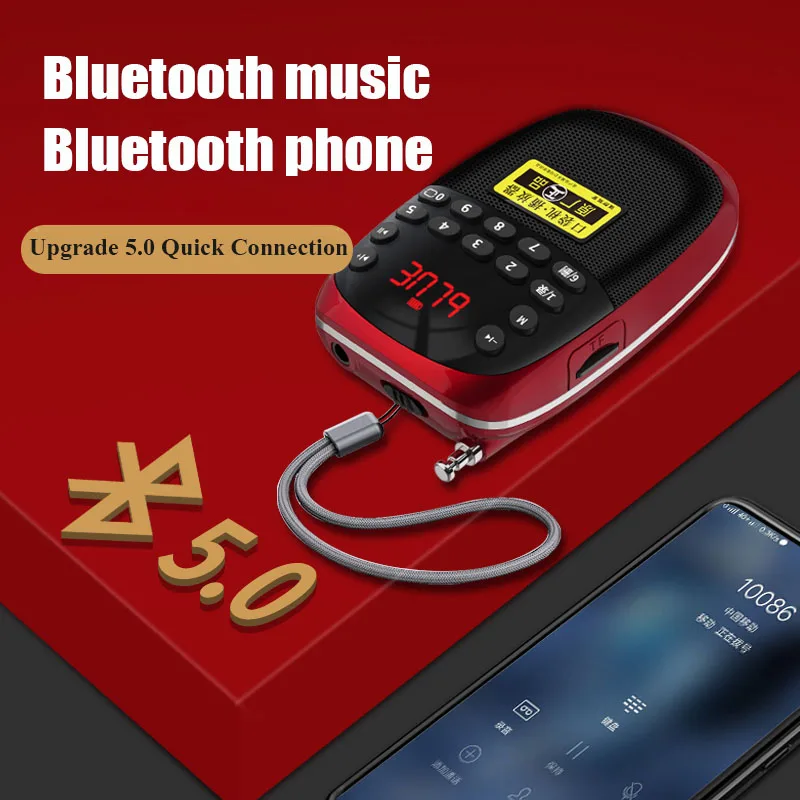 Portable FM Radio Bluetooth Speaker Mini MP3 Music Player Recorder With LED Display Support Handsfree TF Card Internal Recording