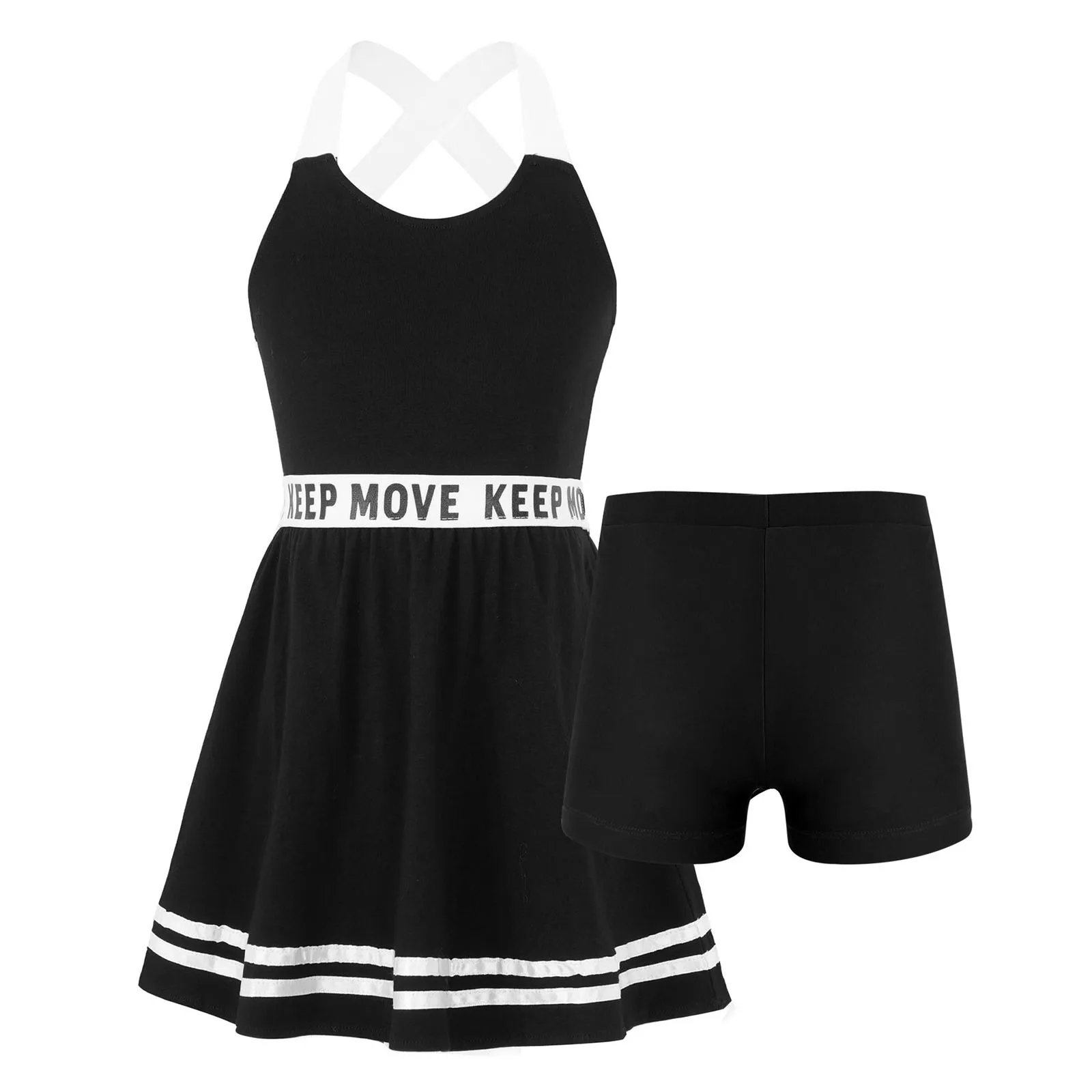 Summer Toddler Sportswear Kids Girls Tennis Dresses Casual A-line Mini Dress Sleeveless Open Back Gym Sports Dress with Shorts